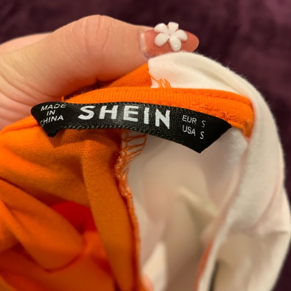 SHEIN split color shirt- white and orange - Picture 5 of 5